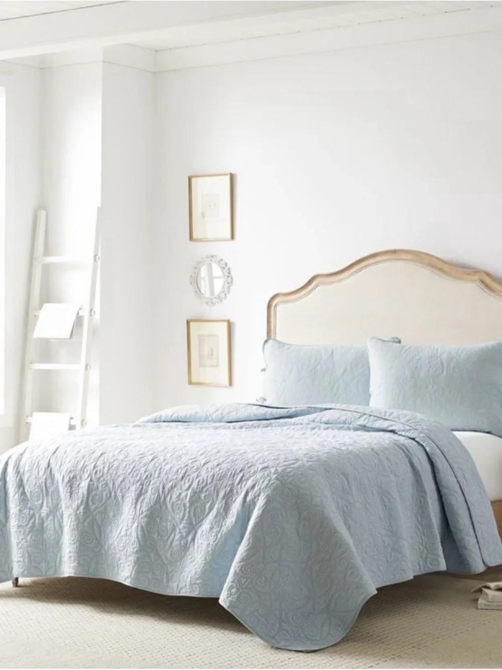 Light Blue Quilted Bedspread Set - Classic Home Bedding Laura Ashley